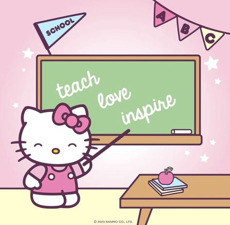 Art Teacher Aesthetic, Teacher Vision Board, Sailor Moon Quotes, Teacher Wallpaper, Hello Kitty School, Teacher Aesthetic, Class Theme, Cat Birthday Party, Kitty Drawing