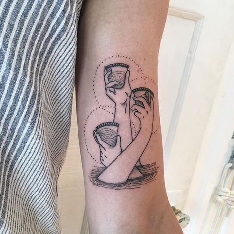 The Three of Cups 3 Of Cups Tarot Tattoo, Gnarly Tattoos, Tarot Tattoos, Witchy Tattoos, Glyph Tattoo, Elizabeth Stone, Cup Tattoo, Tarot Card Tattoo, Tarot Tattoo