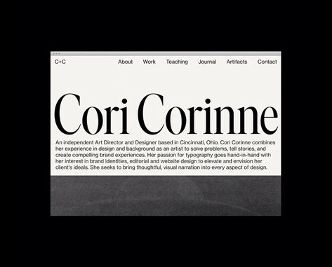 Cori Corinne portfolio website - Fonts In Use Defining Yourself, Portfolio Website Inspiration, Artist Portfolio Website, Unique Website Design, Photography Portfolio Website, Website Fonts, Portfolio Website Design, Portfolio Web Design, Website Design Layout