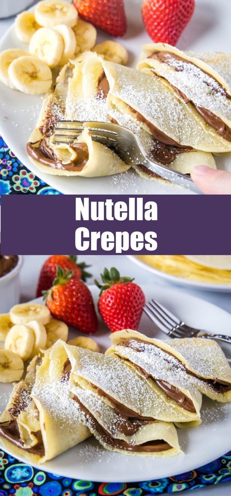 Crepe Recipe Filling Nutella, Chocolate Crepes Recipe Easy, How To Make Nutella Crepes, Crepe Recipe Nutella, Sweet Crepes Recipe Desserts, Best Crepe Filling, Crepe Fillings Sweet, Crepes From Pancake Mix Recipes, Crepe Mix Recipe