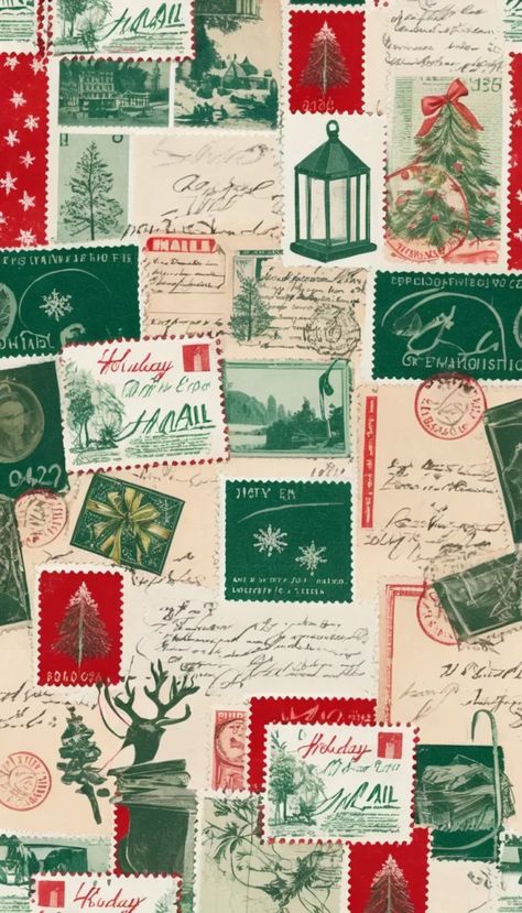 21 Magical Christmas Wallpaper Pattern Ideas You Must Try Christmas Stamps Wallpaper, Whimsical Christmas Background, Whimsical Christmas Wallpaper, Christmas Vintage Background, Victorian Christmas Wallpaper, Vintage Christmas Wallpapers, Vintage Christmas Phone Wallpaper, Christmas Backgrounds Wallpapers Vintage, Christmas Vintage Wallpaper