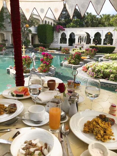 Staying at Taj Lake Palace Hotel, Udaipur - Octopussy's Lair - The Style Traveller Taj Lake Palace, Garden Breakfast, Restaurants Outdoor Seating, Travel Destinations In India, Udaipur India, Instagram Locations, Hotel Concept, Luxury Marble, Lake Living