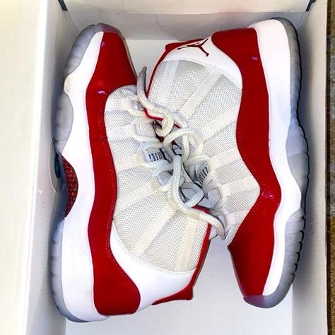 i also have these cherry 11s for sale inbox for more info Cherry 11s Jordans, Cute Shoes Jordans, Cute Jordans For Women, Cherry 11s Outfit, 11 Jordans, Red And White Jordans, Jordans 11, Cherry Shoes, Cherry 11