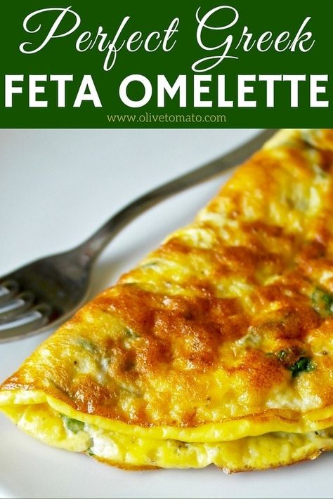 Greek Omelette with Feta Cheese and Fresh Mint Greek Omelette, Feta Omelette, Omelette Recipes, Olive Tomato, Healthy Omelette, Omlet Recipes, Mushroom Wellington, Omelette Recipe Easy, Greek Breakfast