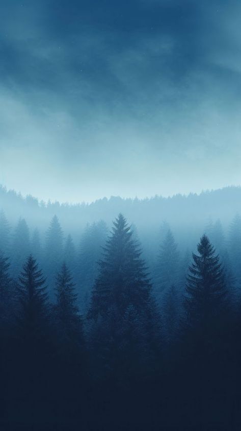 Blue wallpaper forest tree fog. | free image by rawpixel.com / Boom Forest Aesthetic Blue, Forest Fog Aesthetic, Forest Minimalist, Foggy Trees, Wallpaper Forest, Foggy Night, Blue Trees, Epping Forest, Blue Fog