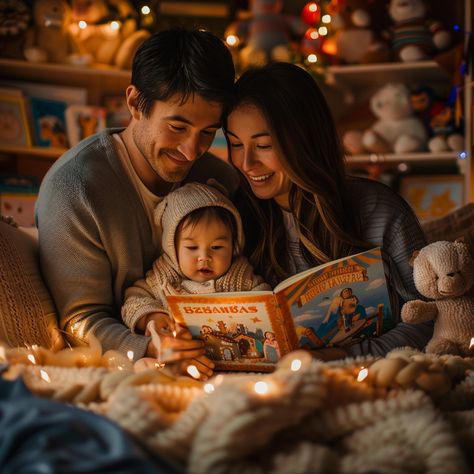 "Family #StoryTime: A young family enjoys a #Snuggly reading session with their baby in a warmly lit room. #FamilyLove #Literacy #Happiness #AIgenerated #PhotoOfTheDay #DigitalArt ⬇️ Download and 📝 Prompt 👉 https://stockcake.com/i/family-reading-time_974783_99349". Candid Family Christmas Photos, Family On Christmas, Man Pictures, Picture Writing, Baby Christmas Photos, Picture Writing Prompts, Family Picture Poses, Family Of 3, Family Reading