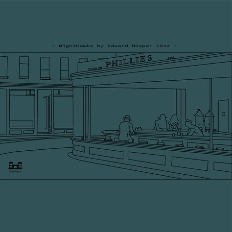 Nighthawks by Edward Hopper Nighthawks Edward Hopper Tattoo, Nighthawks Tattoo, Nighthawks Edward Hopper, Hopper Art, Fever Dream, Cafe Shop Design, Edward Hopper, Cafe Shop, Train Station