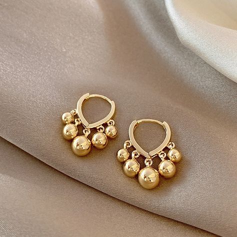 Smarter Shopping, Better Living! Aliexpress.com Earrings Gold Indian, Simple Diamond Earrings, Boho Wedding Jewelry, Contemporary Jewelry Design, Ball Design, Tassel Drop Earrings, Classic Earrings, Bridal Gold Jewellery Designs, Jewelry Design Earrings