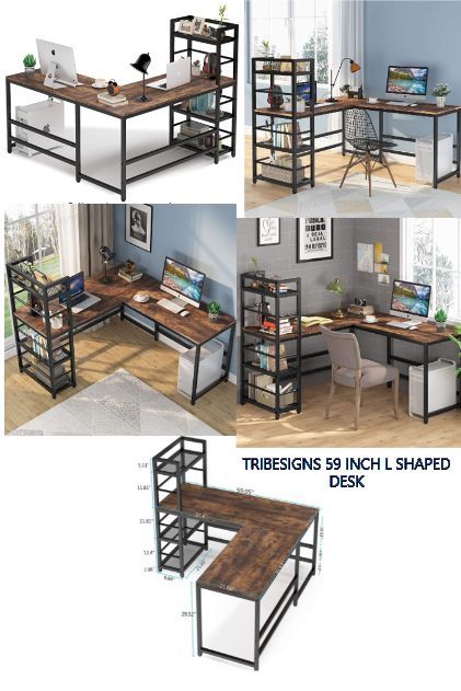 Pc Desk Corner, V Desk, L Shape Desk With Shelves, L Shape Office Table Design Small Spaces, L Shape Study Table Design Bedroom, L Shaped Study Table, L Desk Setup, Corner Computer Desk Ideas, Work Room Ideas