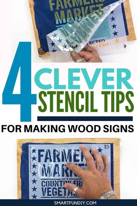 I am so excited to find these stencil tips! Last I stenciled it was a disaster - these tips for making a wood sign with stencils and paint is going to make DIY farmhouse signs so easy! #smartfundiy #farmhouse #stencil #paint #chalkpaint #painting #crafts #DIY Cricut Materials, Sign Lettering, Stencil Paint, Smallwoods Signs, Stencils Tutorials, Stencil Wood, Stencils For Wood Signs, Stencil Ideas, Farmhouse Style Sign