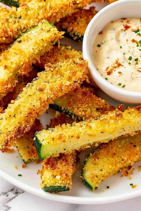 Air Fryer Zucchini Fries, Air Fryer Fries, Air Fryer Zucchini, Crispy Recipes, Zucchini Sticks, Spicy Aioli, Potato Pasta, Crispy Fry, Easy Air Fryer