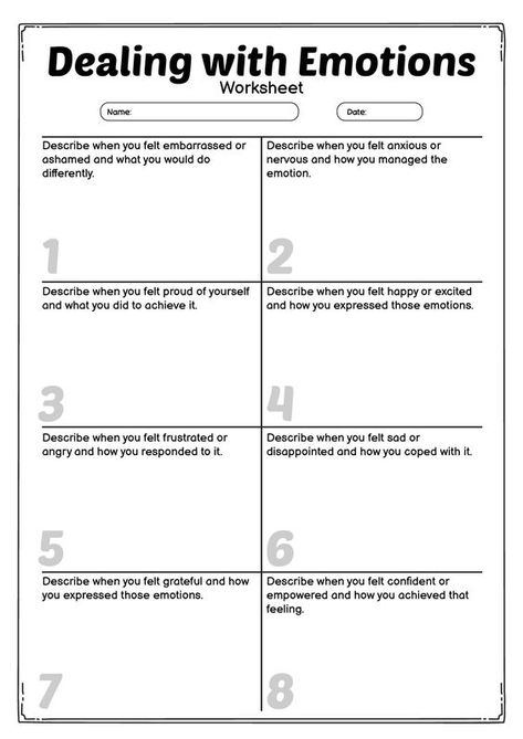 Dealing with Emotions Worksheet Communication Styles Worksheet, Sibling Therapy Activities, Self Concept Worksheets, Emotional Regulation For Teens, Feelings Chart For Adults, Self Awareness Worksheets, Positive Psychology Activities, Emotional Regulation Worksheets, Therapist Worksheets