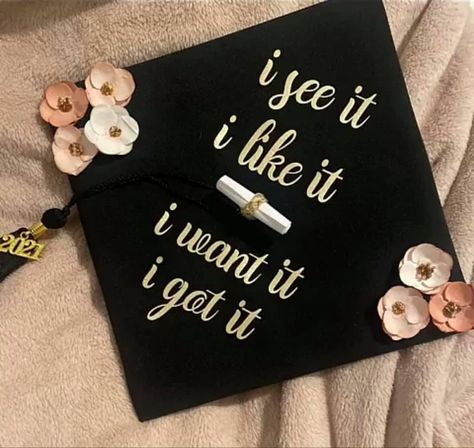 I Did It For Me Graduation Cap, Creative Graduation Cap Designs, Marketing Graduation Cap Ideas, Grad Cap Designs Nursing, Mastered It Graduation Cap, Masters Degree Cap Ideas, Master Graduation Cap, Graduation Cap Designs Ariana Grande, Mba Grad Cap Ideas