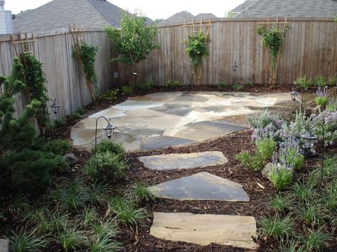 Image detail for -Flagstone patio McKinney, Texas Backyard Landscaping Corner, Stone Patio Designs, Landscaping Around House, Small Patio Design, Backyard Walkway, Backyard Seating Area, Outdoor Patio Designs, Backyard Seating, Flagstone Patio