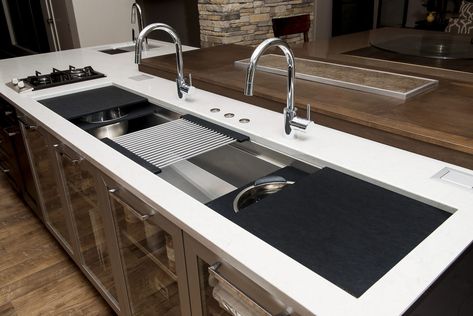 The Galley Workstation Will Transform Your Kitchen Galley Kitchens Ideas, Galley Kitchen Sink, Galley Kitchen Renovation, Kitchen Sink Remodel, Galley Sink, Kitchen Galley, Best Kitchen Sinks, White Kitchen Sink, Kitchen Sink Design