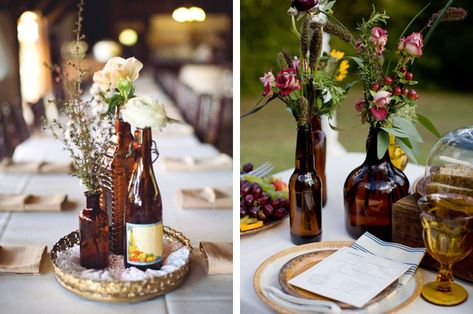 Brown Bottle Decor Ideas - Weddings By Malissa Barbados Wedding Centre Pieces, Barbados Wedding, Christmas Tables, Brown Bottles, Bottle Decor, Wedding Bottles, Wedding Decor Inspiration, Wedding Tables, Centre Pieces