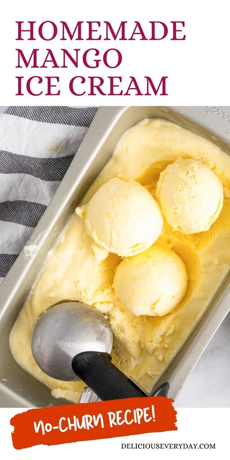 Mango Coconut Ice Cream, Easy Mango Ice Cream Recipe, How To Make Mango Ice Cream, Mango Ice Cream Recipe Condensed Milk, Frozen Mango Dessert, Mango Ice Cream Recipe Homemade, Mango Puree Recipe, Ice Cream With Condensed Milk, Mango Gelato