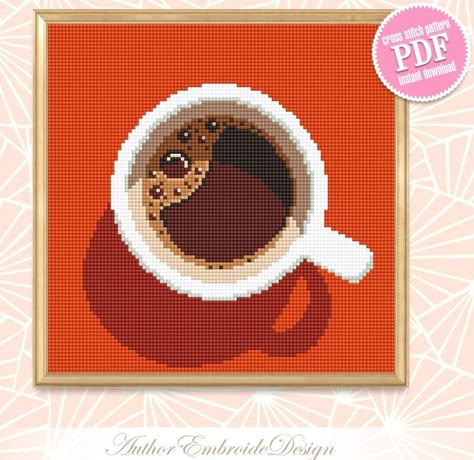 Small Funny Cross Stitch, Cross Stitch Patterns Coffee, Stitch With Coffee, Kitchen Cross Stitch Patterns, Small Cross Stitch Patterns, Cross Stitch Coffee, Coffee Cross Stitch Pattern, Coffee Cross Stitch, Kitchen Cross Stitch