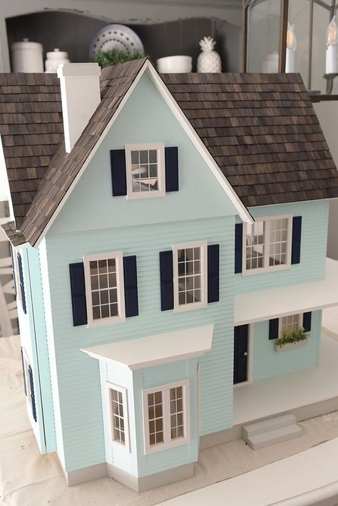 B&C Dollhouse | Camille Roskelley | Flickr Victoria Farmhouse Dollhouse, Victoria Farmhouse, Dollhouse Exterior, Farmhouse Dollhouse, Camille Roskelley, Miniature Dollhouses, House Is A Mess, Doll Furniture Diy, House Color Palettes