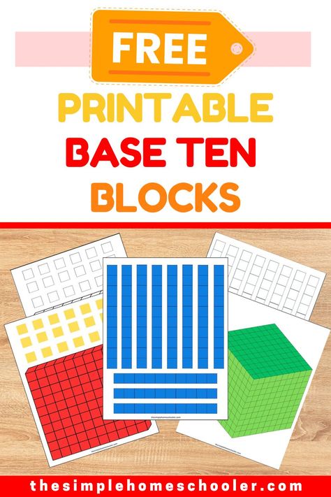 Math Montessori Free Printable, Base 10 Blocks Printable Tens And Ones, Printable Base Ten Blocks Free, Place Value Blocks Printable, Base 10 Blocks Printable Free, Place Value Worksheets For Grade 1, Base 10 Block Activities, Teach Place Value, Math Worksheets For Kids