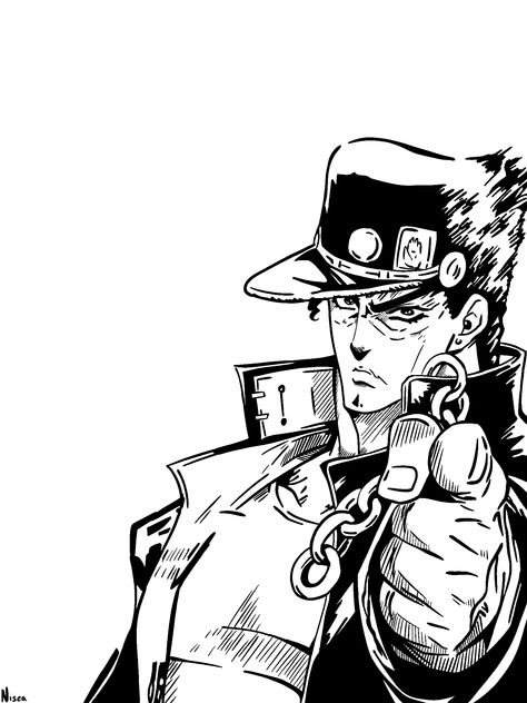 Jotaro Kujo Tattoo Ideas, Jotaro Desenho, Jotaro Manga Black And White, Jojo's Bizarre Adventure Black And White, Kakyoin Black And White, Jotaro Kujo Manga Panel, Jotaro Kujo Manga Icon, Jotaro Kujo Drawing, Jotaro Manga Panel