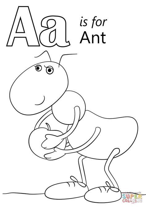 25+ Elegant Image of Ant Coloring Page - davemelillo.com Ant Coloring Page, A Is For Ant, Letter A Coloring Pages, Airplane Coloring Pages, Coloring Letters, Abc Coloring Pages, Preschool Coloring Pages, Alphabet Worksheets Preschool, Abc Coloring