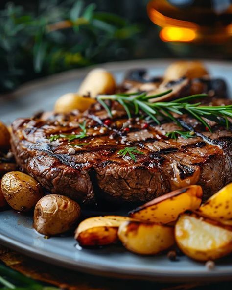 Beef Aesthetic Food, Steak Dinner Aesthetic, Steak Aesthetic, Food Aethstetic, Easy Steak Dinner, Gourmet Food Plating, Dinner Aesthetic, Beef Steak Recipes, Fine Dining Recipes