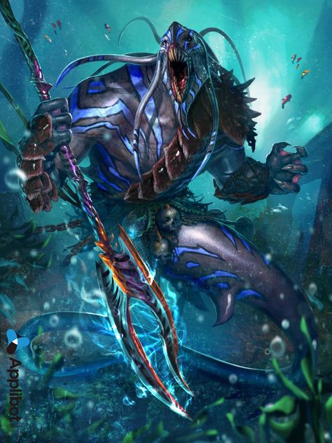 Merrow Lord Legend Of The Cryptids, Beast Creature, Underwater Creatures, 다크 판타지, Fantasy Races, Fantasy Monster, Fantasy Creatures Art, Sea Monsters, Mystical Creatures