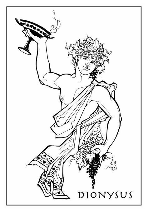 Dionysus Tattoo, Greek Drawing, Dionysus God, Greek Pantheon, Statue Tattoo, Greek Mythology Tattoos, Roman Statue, Greek Mythology Gods, God Tattoos