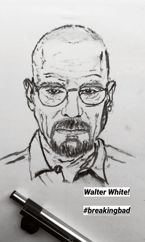 Walter White aka Heisenberg Heisenberg Drawing, Walter White Drawing, White Drawing, Charcoal Art, Walter White, Sketches Easy, Art Ideas, Male Sketch, Drawings