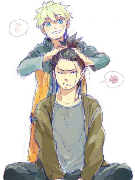 Naruto & Shikamaru Naruto Mignon, Naruto And Shikamaru, Photo Naruto, Kurama Naruto, Manga Naruto, Sasuke X Naruto, Naruto Fan Art, Naruto Comic, Naruto Ship