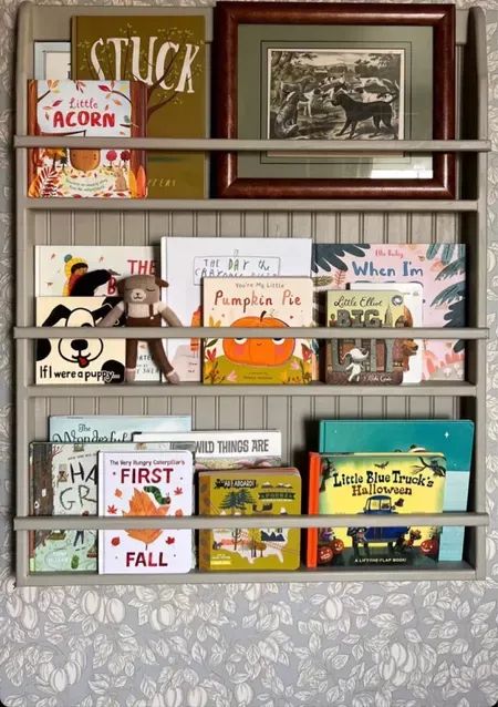 Wall Plate Rack, Fall Nursery, Nursery Bookshelf, Plate Rack, Plate Racks, Halloween Books, Kids Books, Fall Kids, Shop Wall