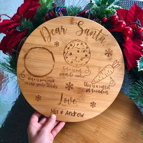 Money Gifting, Santa Board, Milk For Santa, House Warming Party, Wild Bluebell, Laser Engraved Ideas, Board Cheese, Milk And Cookies, Wood Boards