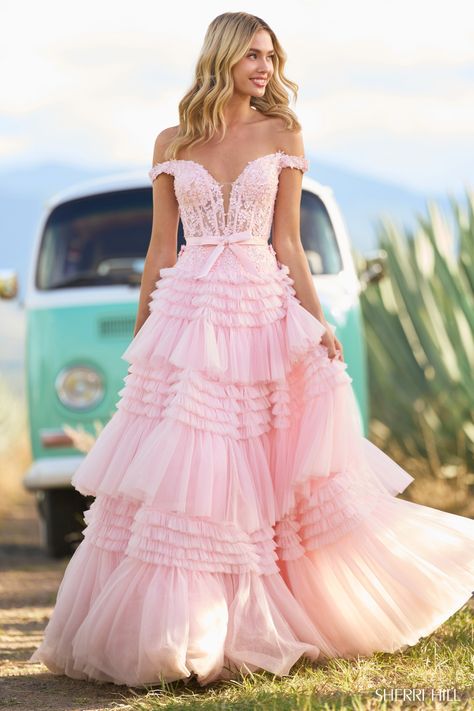 Sherri Hill Prom Dresses Long, Prom Dresses Sherri Hill, Prom Sherri Hill, Tiered Prom Dress, Ruffle Prom Dress, Sherri Hill Prom, Sherri Hill Prom Dresses, Prom Dress Stores, Tiered Ruffle Skirt