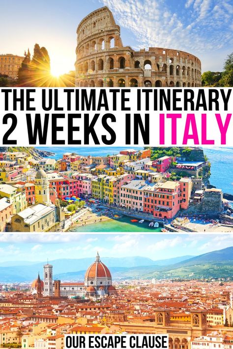 Italy Itinerary Two Weeks, 2 Weeks In Italy, Italy Guide, Italy Bucket List, Italy Trip Planning, Rome Itinerary, Perfect Days, Italy Honeymoon, Places To Visit In Italy