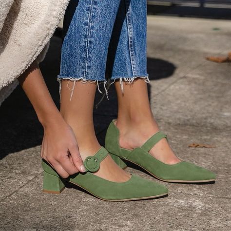 Bared Footwear on Instagram: “Start your week off right, it's about time you try our Sugarbird. 😉 Tag a honey who needs these.…” Bared Footwear, Low Heel Pumps, Chunky Heel Pumps, Designer Pumps, Suede Block Heels, Mary Jane Pumps, Suede Material, Mary Jane Shoes, Looks Style