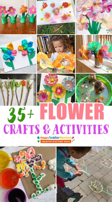 35 Fun Flower Crafts and Activities for Kids - Happy Toddler Playtime Garden Themed Activities For Toddlers, Flower Themed Birthday Party Activities, Wildflower Crafts For Kids, Flower Theme Preschool Activities, Flower Crafts For Kids Preschool, Flower Projects For Kids, Preschool Flower Activities, Flower Activities Preschool, Flower Activities For Toddlers