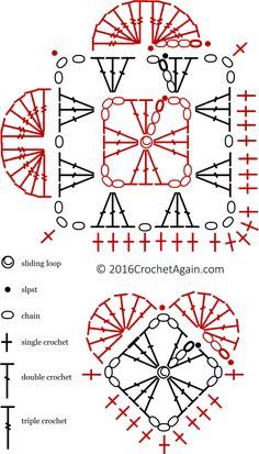 Granny Heart Crochet Pattern Free, Granny Square Heart Pattern, Small Crochet Heart, Granny Square Pattern Free, Crochet Granny Square Tutorial, Crochet Heart Pattern, Crochet Symbols, Small Crochet, Valentines Crochet