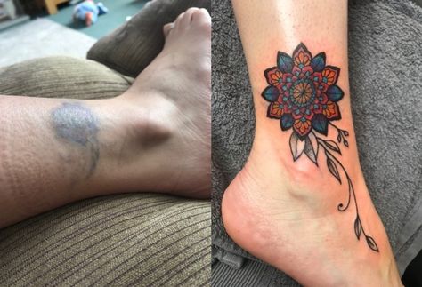 Ankle Cover Up Ankle Tattoo Wrap Around Cover Up, Ankle Cover Up Tattoos For Women, Outer Ankle Tattoos For Women, Ankle Scar Tattoo Cover Up, Ankle Tattoo Cover Up Ideas, Ankle Cover Up Tattoos, Ankle Tats, Ankle Tattoo Cover Up, Inner Ankle Tattoos