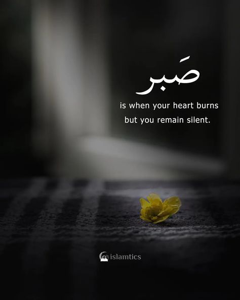 Sabr is when your heart burns but you remain silent. Sabr Images, Tawakkul Quotes, Burned Quotes, Islam Quote, Life Knowledge, Remain Silent, Islamic Things, Patience Quotes, Beautiful Reminders