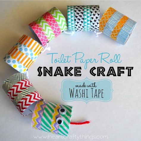 Diy Washi Tape Crafts, Snake Craft, Cardboard Tube Crafts, Snake Crafts, Toilet Paper Crafts, Washi Tape Crafts, Washi Tape Diy, Deco Nature, Toilet Paper Roll Crafts