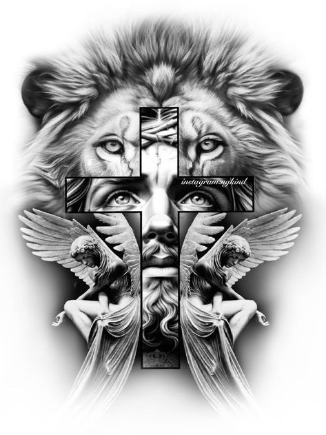 Lion And Jesus Tattoo Design, Men Layered Haircut, Jesus Lion Tattoo, Short Bob Hairstyles Curly, Cross Tattoo On Back, Tattoo Jesus Cristo, Braids Hairstyles For Men, Hairstyle Male, Knotless Braids Styles