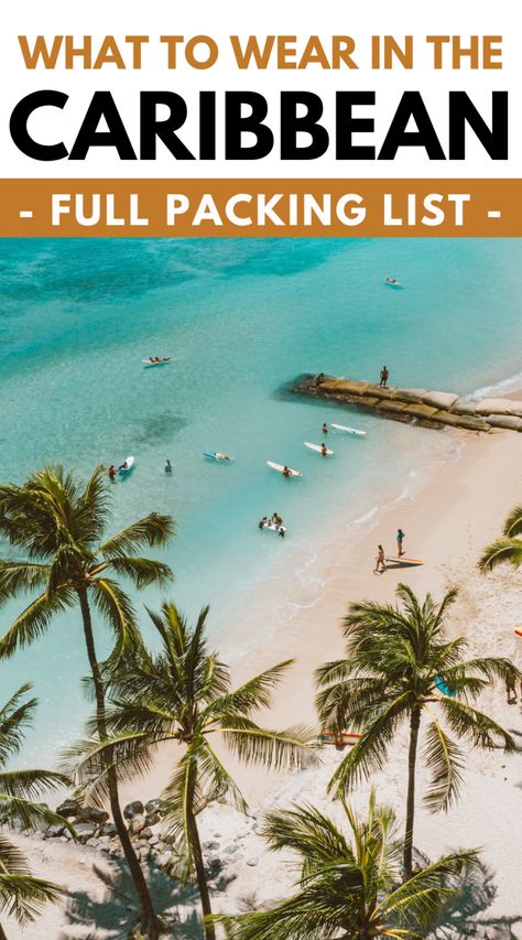 What to Pack for a Caribbean Vacation - Packing List and Tips Jamaica Trip Packing Lists, Caribbean Capsule Wardrobe, Outfits For Caribbean Vacation, Caribbean Vacation Packing List, Packing For Bahamas, Aruba Packing List, Aruba Outfits What To Wear, Caribbean Vacation Outfit Ideas, Packing For Beach Vacation