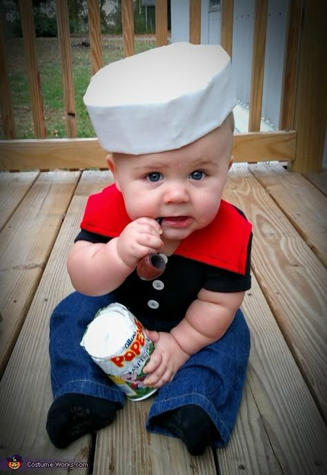 Popeye - 2015 Halloween Costume Contest via @costume_works Diy Fantasia, Toddler Boy Halloween Costumes, 2015 Halloween Costumes, First Halloween Costumes, Baby Boy Halloween, Baby Kostüm, Baby First Halloween