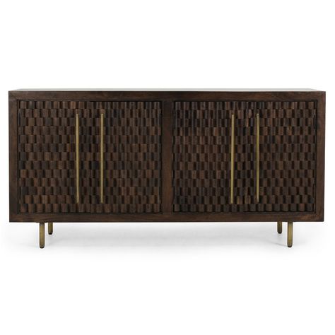 Stacia 72'' Sideboard | Birch Lane Solid Wood Sideboard, Modern Sideboard, Wood Sideboard, Mango Wood, Sideboard, Dark Brown, Solid Wood, Mango, Wood