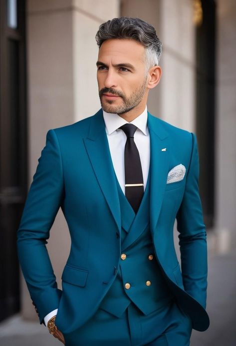 Teal Blue Suit, White Sneakers Outfit, Men's Formal Wear, Actress Hairstyles, Formal Men Outfit, Formal Men, Mens Formal Wear, Men Stylish Dress, Mens Fashion Classy