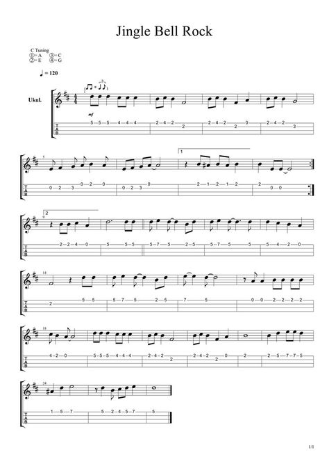 Jingle Bell Rock Guitar Tab, Ukulele Fingerpicking Songs Tab, Uke Tabs Songs, Ukelele Tabs Fingerpicking, Guitar Tabs Songs Rock, Ukulele Tabs Fingerpicking, Ukulele Songs Popular, Christmas Ukulele Songs, Akordy Na Ukulele