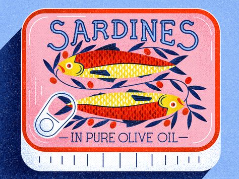 Dribble sardines Illustration Design Graphique, Creativity Ideas, Etiquette Vintage, Vintage Packaging, Arte Inspo, Art Et Illustration, Art Plastique, Linocut, Graphic Design Illustration