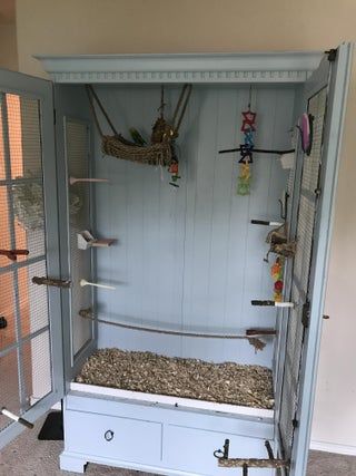 Bird Cage Furniture, Mess Free Bird Cage, Large Bird Enclosure, China Hutch Bird Cage, Diy Large Bird Cage, Diy Birdcage For Birds, Diy Bird Cage How To Make, Bird Cage Ideas Indoor, Mouse Terrarium