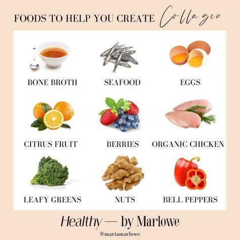 Foods That Boost Collagen (Better Than Supplements) | Healthy by Marlowe Collagen Foods, Collagen Boosting Foods, Collagen Rich Foods, Health Benefits Of Collagen, Vitamin Rich Foods, Benefits Of Vitamin A, Collagen Recipes, Stuffed Peppers Healthy, Chile Poblano